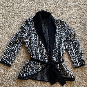 Black and white wrap sweater